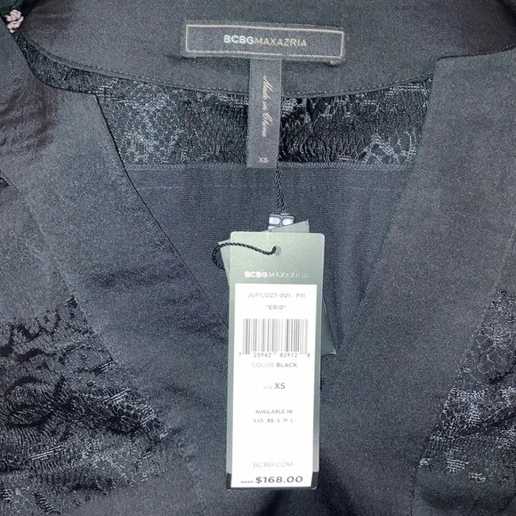 NWT BCBGMaxAzria Erid Lace Striped Black Tunic*